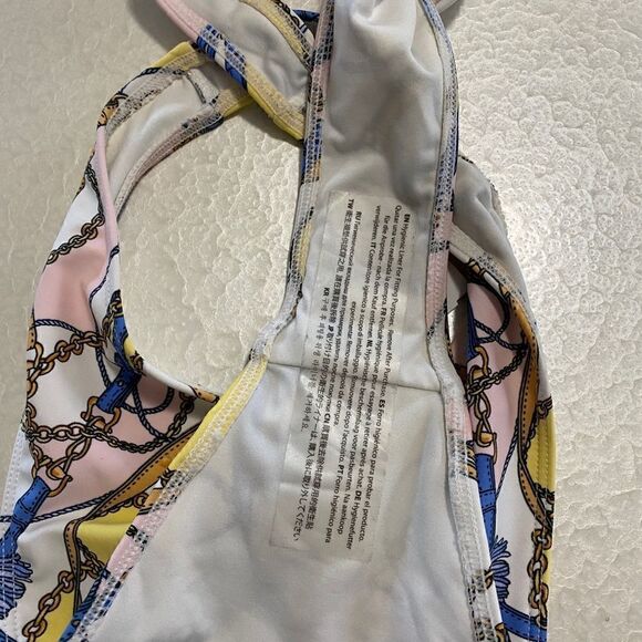 Forever 21 chain and belt print bikini swim bottom high leg Sz M - Picture 5 of 6